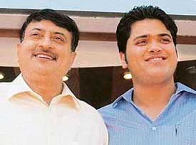 Father-son duo of Ajay and Akshay Grover outside their newly launched Hotel KLG in Sector 43, Chandigarh, on Wednesday. 