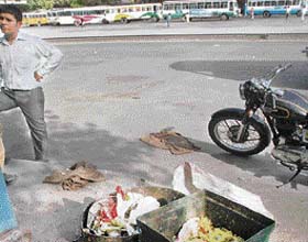 A pile of garbage at the entrance to the ISBT, Sector 17, Chandigarh