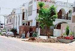 A concrete shelter for guards that has come up outside the house of the SSP, Vigilance Bureau, Ludhiana.