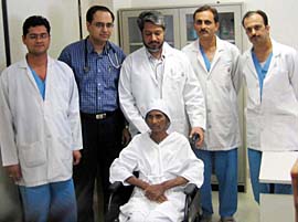 Jasmail Kaur along with team of doctors after her heart surgery at Escort Heart and Super speciality hospital in Amritsar.