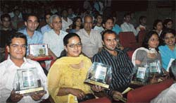 Students of Punjab Engineering College, Sector 12, at annual awards function