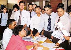 Participants at the job mela held on the PCTE campus in Ludhiana