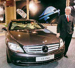 Managing director and CEO of Daimler Chrysler India Dr Wilfried Aulbur at the launch of CL Class Mercedes Benz in Hyderabad on Saturday. The company has sold 690 vehicles in the first quarter, registering a 17 per cent growth over the corresponding period last year.