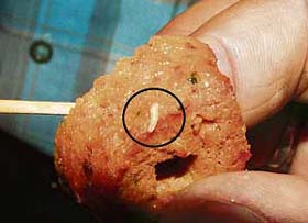 A live worm in the seekh kebab served at Hotel GVK Taj in Chandigarh