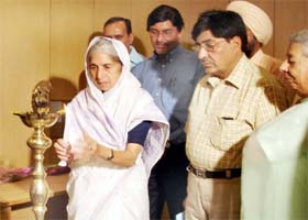 Laxmi Kanta Chawla, health and family welfare minister of Punjab inaugurates a symposium on female foeticide in Ludhiana