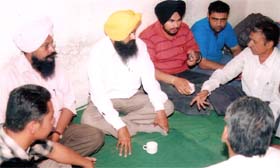 Harpreet Singh interacts with reporters after launching project on publishing script of ardas for religious places in Kilaraipur area