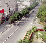 With mercury heading north, city roads wear a deserted look in Jalandhar.