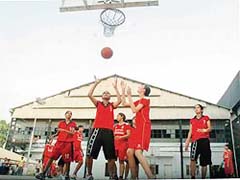 Ludhiana and Amritsar eves in action on the third day of the 24th Punjab Youth Basketball Championship being played at Guru Nanak Stadium in Ludhiana 