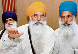 Former chief of Khalistan Commando Force Wassan Singh Zaffarwal announces the formation of a new political outfit at a press conference in Amritsar on Tuesday.