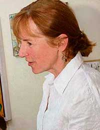 American poetess Erica Funkhouser discusses war poetry at Dev Samaj College of Education, Sector 36, on Wednesday in Chandigarh. 