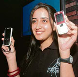 A model displays a Nokia handset in New Delhi on Thursday.