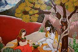 A Rajasthani painting on display at an exhibition in Dharamsala