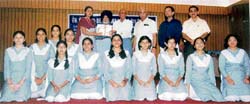 Students are awarded by the Shaheed Memorial Sewa Society at a function