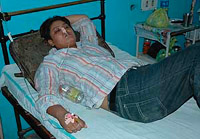 Raju under treatment at Guru Nanak Dev Hospital on Thursday.
