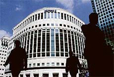 A file photo shows the new Reuters building pictured in South Colonnade in Canary Wharf in London