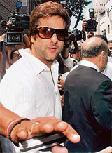 Bollywood actor Fardeen Khan outside the Bombay High Court after appearing in connection with a cocaine seizure case in Mumbai.