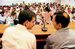 UT IGP S.K. Jain and SSP Gaurav Yadav at a Citizen-Police Interface Programme at DAV College in Sector 15, Chandigarh.