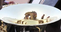 Jawans of Sashastra Seema Bal display their musical skills at India Gate in the Capital