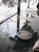 The over flowing sewer outside Bhadaur House in the Improvement Trust market in Ludhiana