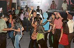 Revellers dance at a musical night in a hotel in Ludhiana on Saturday night.