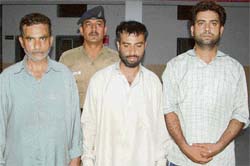 Accused Mohammad Sadiqee Wani of Sekhdaffar village, 30 km from Srinagar, along with his two sons in the custody of the crime branch in Sector 11, Chandigarh