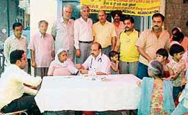 A patient being examined at a diabetes detection camp, organised by NIMA, in Ludhiana on Sunday.