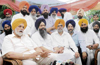 Punjab irrigation minister Janmeja Singh Sekhon addresses mediapersons in Patiala on Tuesday.