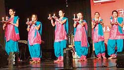 Students of INIFD welcome the guests during their tenth-year celebrations in Ludhiana
