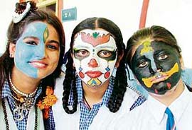 Students of GTM school with their faces painted