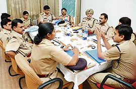 Police officials of various districts of Punjab, Haryana and Rajasthan interact in the first-ever coordination-cum-information sharing meeting in Bathinda on Friday.
