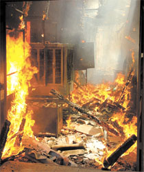 A camp office of the rail coach factory near ITO in the Capital caught fire on Saturday.