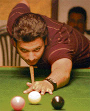 Anandit Joshi in action during the sixth Saurabh Khattar Memorial Billiards and Snooker Championship at Chandigarh Club.