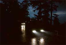 DARKNESS AT NOON: This is how one of the roads looked like at noon as thick dark clouds enveloped Shimla on Wednesday