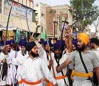 Protesters take to streets against Dera Sacha Sauda in Ambala on Wednesday.