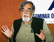 Shekhar Singh, founder member, National Campaign for People’s Right to Information, speaking at a seminar on the RTI Act in Chandigarh on Thursday