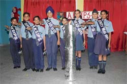 Students leaders of Ajit Karam Singh International Public School, Phase XI, during an oath taking ceremony in Mohali on Thursday.