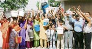 Residents of LIG flats in Sector 32, Ludhiana,