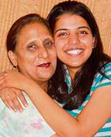 Prerna Chandla of St Xaviers Senior Secondary School, Sector 44, Chandigarh, celebrates her success with her mother. 