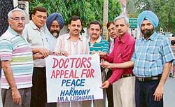Led by dr Arun Mitra, doctors of the city appeal for maintaining peace and harmony in Ludhiana
