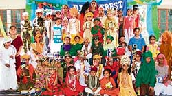 Students of D N Everest Model High School at a fancy dress competition in Ludhiana