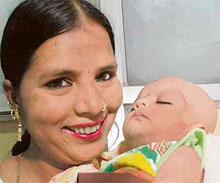 A jubilant Shagufta with her daughter Mehak in Chandigarh on Tuesday.