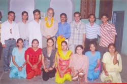 Pawan Sharma, president of the Jalandhar District Yoga Association, along with yoga players, in Jalandhar