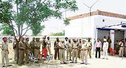 Ashok Bath, SP, Jagraon, supervises security at Dera Jaladiwal near Raikot