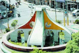 A view of Jyoti Chowk re-christened as Balmiki Chowk  and Milap Chowk which is also called Luv Kush Chowk in Jalandhar.