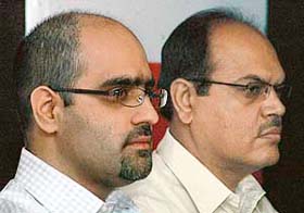 Amit Khaneja (left), vice-chairman, Collage Group, announces the companys plans for Punjab during a media interaction in Chandigarh