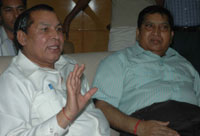 Punjab minister of technical education Ch. Swarna Ram talks to mediapersons.