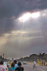 Another Cool Day: Clouds light up in the western sky as the sun is about to set in the Capital on Sunday.