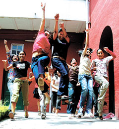 Students of Class X rejoice after making their mark in CBSE examination.