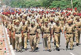 Leading the march were a large number of men in khaki