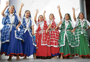 Students of Lord Mahavir Jain Public School, Ambala Cantt, perform during a function on Thursday.